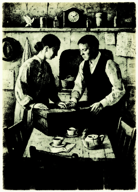 The Suitcase A suitcase sits on a kitchen table, and man and a women stand over it.