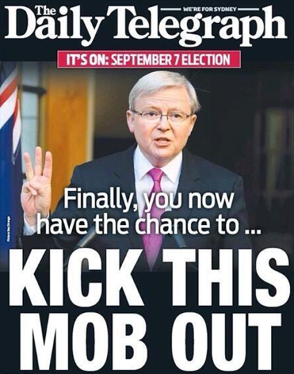 'Kick this mob out' - Daliy Telegraph front page