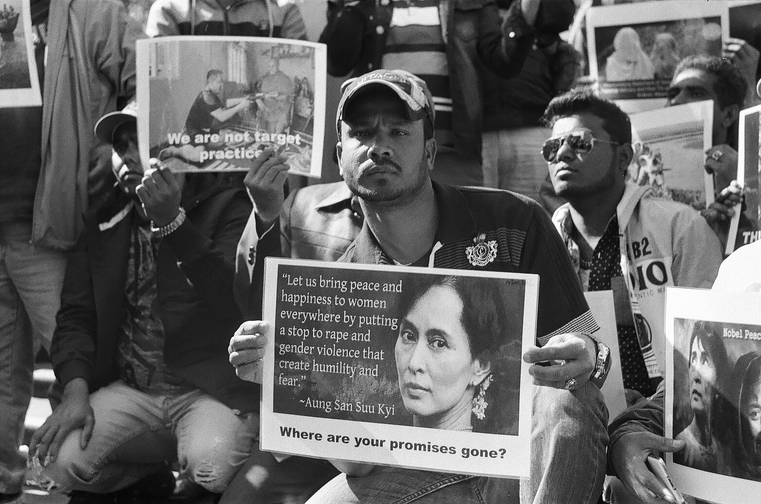  Protesters' signs at the Rohingya vigil. Photo: Ali MC