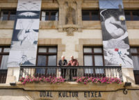 Dialogue with 'Guernica,' installed as banners outside Guernica town hall
