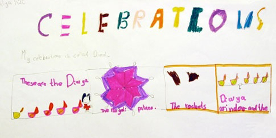 Child's drawing of celebrations
