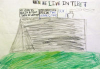 Child's drawing of tent his family lived in in Tibet