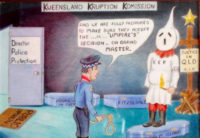 Steve Stewart, Image of Kueensland Kruption Komission (19 X 27) Medium: Colour pencil on paper