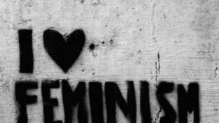 Picture of graffiti that says "I Heart Feminism"