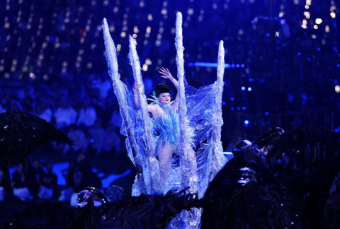 Photo of Viktoria Modesta performing as the Ice Queen at the 2012 London Paralympics