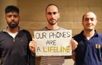 Immigration detainees protesting the mobile phone ban bill