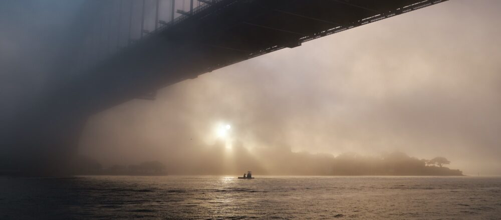 Smoke under Sydney harbour bridge