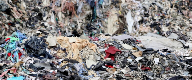A giant pile of textile waste